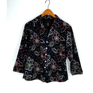 Silkland Womens Large 100% Silk Jacket Embellished Sequins Lined